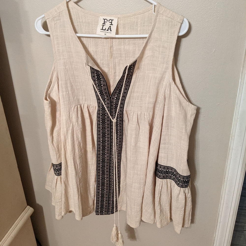 Boho off the shoulder blouse.